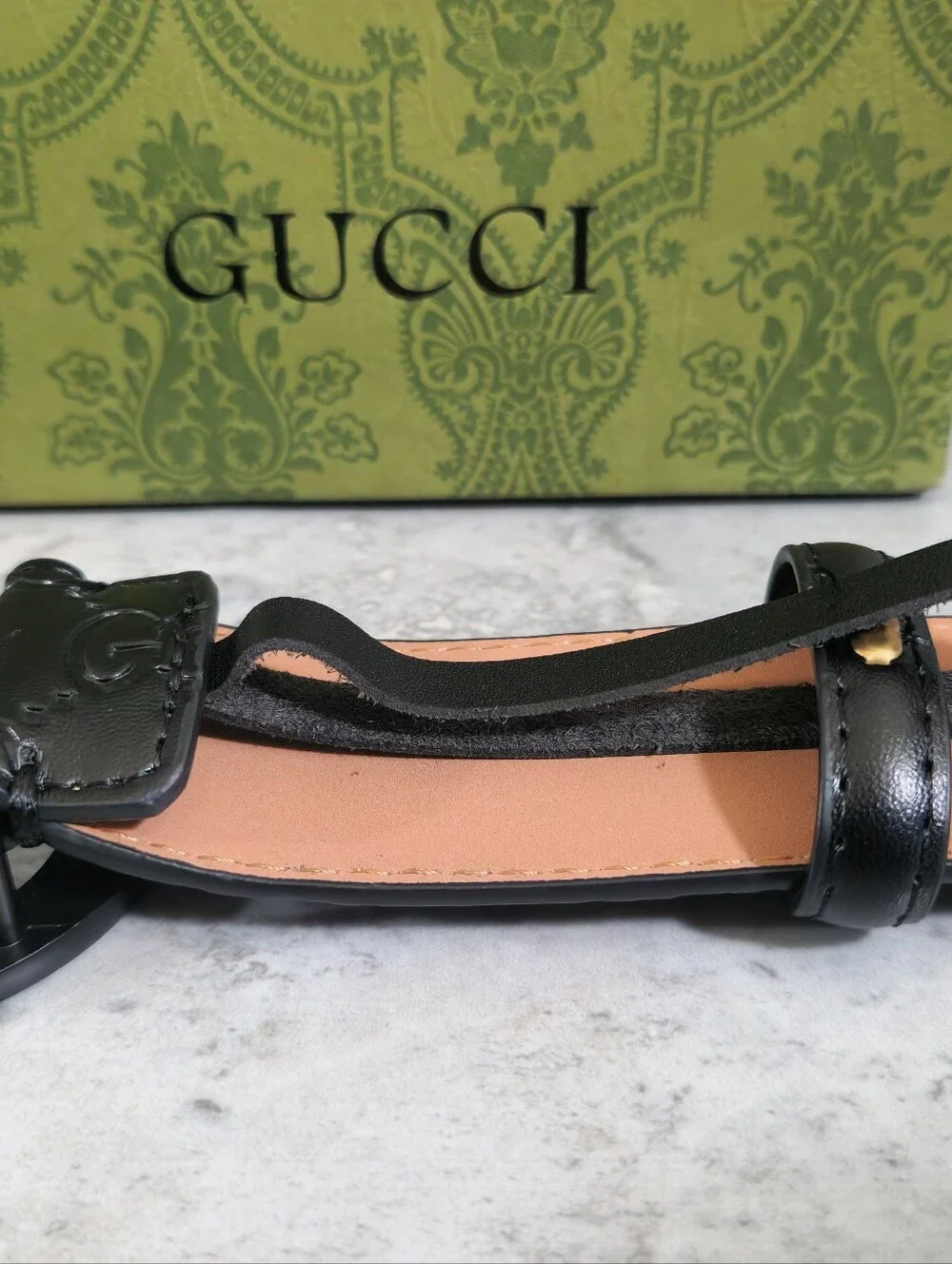 Gucci Black Interlocking GG Signature Leather Belt✨️